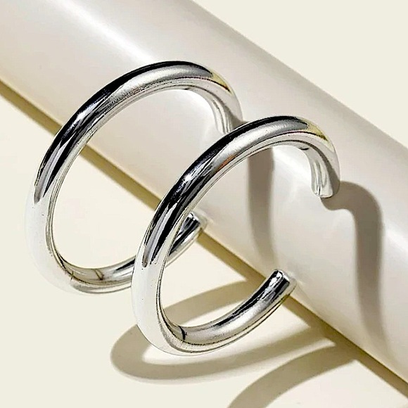 STAINLESS STEEL TUBE HOOP EARRINGS - Picture 2 of 3